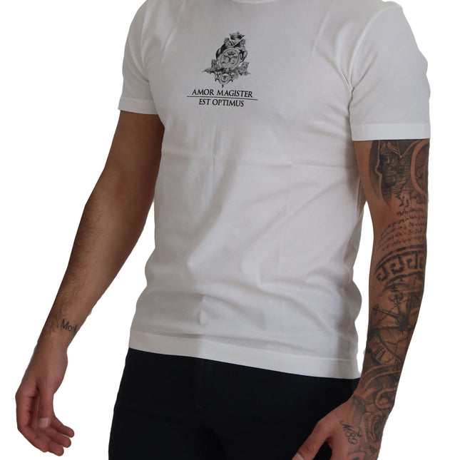 Dolce & Gabbana White Logo Cotton Amor Magister T-shirt