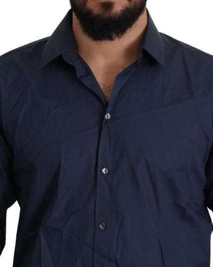 Dolce & Gabbana Blue Cotton MARTINI Slim Fit Dress Shirt