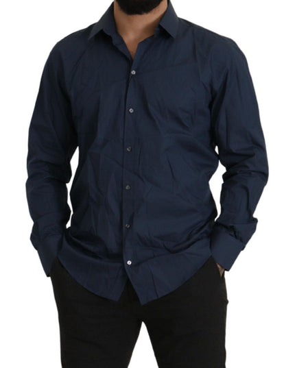 Dolce & Gabbana Blue Cotton MARTINI Slim Fit Dress Shirt