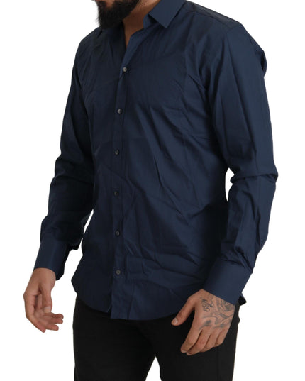 Dolce & Gabbana Blue Cotton MARTINI Slim Fit Dress Shirt