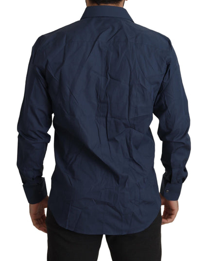 Dolce & Gabbana Blue Cotton MARTINI Slim Fit Dress Shirt