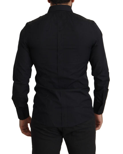 Dolce & Gabbana Black Cotton GOLD Slim Fit Dress Shirt