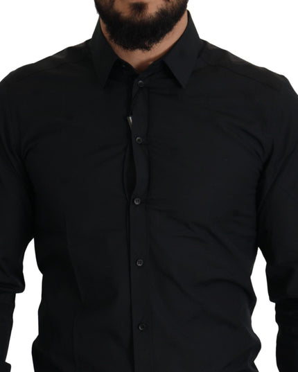 Dolce & Gabbana Black Cotton GOLD Slim Fit Dress Shirt