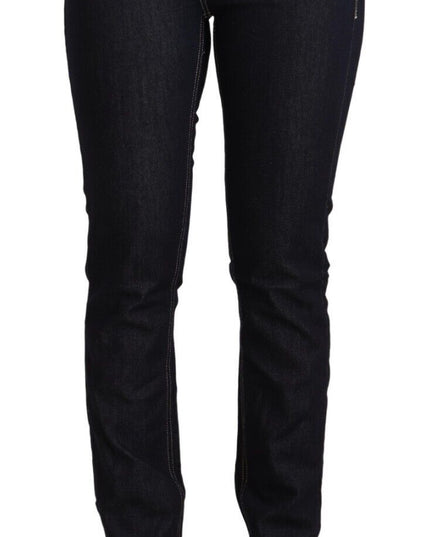 GF Ferre Black Cotton Stretch Low Waist Skinny Denim Jeans