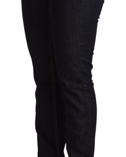 GF Ferre Black Cotton Stretch Low Waist Skinny Denim Jeans
