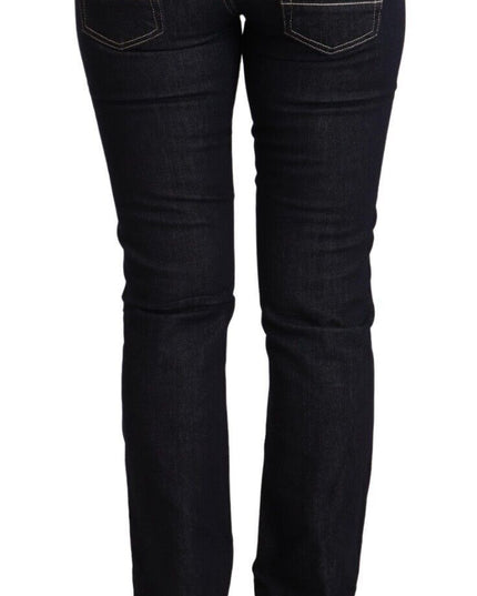 GF Ferre Black Cotton Stretch Low Waist Skinny Denim Jeans