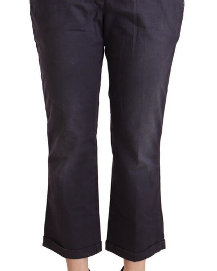 Jucca Black Low Waist Folded Hem Flared Cropped Pants