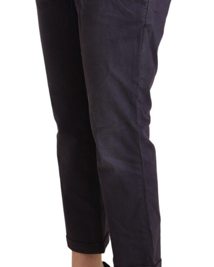 Jucca Black Low Waist Folded Hem Flared Cropped Pants