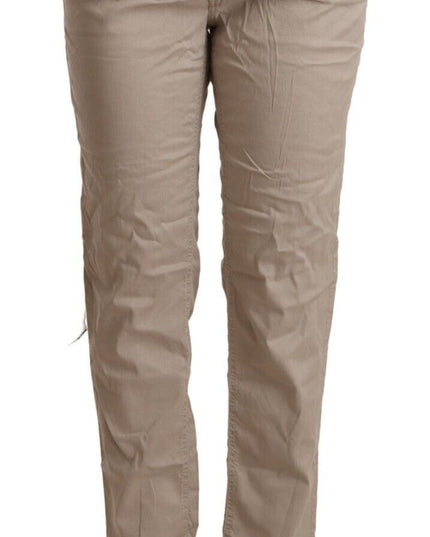 Acht Beige Tencel Mid Waist Tapered Casual Pants