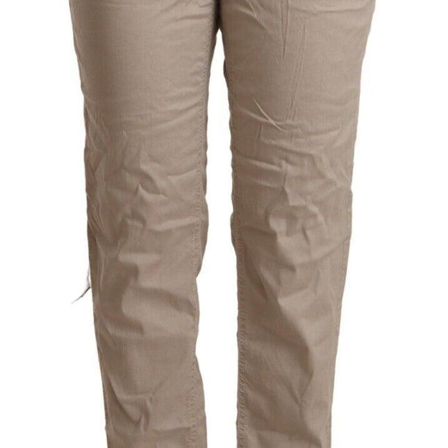 Acht Beige Tencel Mid Waist Tapered Casual Pants