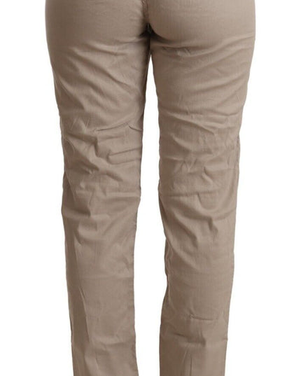 Acht Beige Tencel Mid Waist Tapered Casual Pants