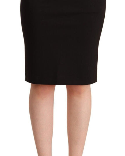GF Ferre Black Straight Pencil Cut Knee Length Skirt