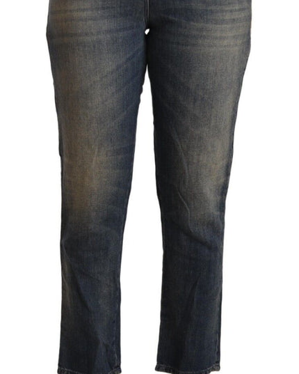 Twinset Blue Washed Cotton Cropped Capri Women Denim Jeans