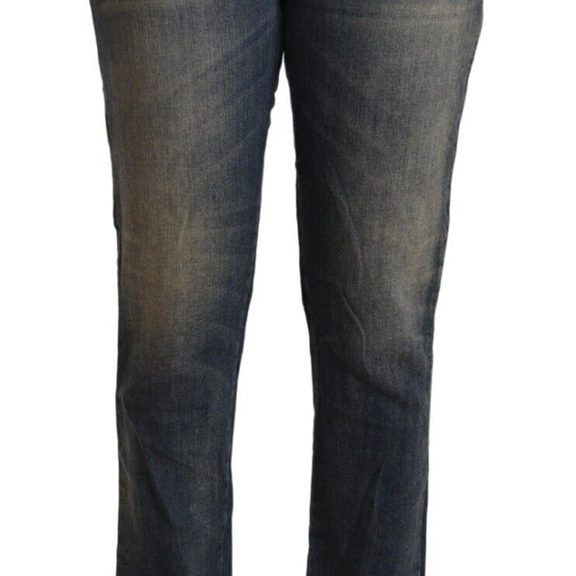 Twinset Blue Washed Cotton Cropped Capri Women Denim Jeans