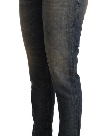 Twinset Blue Washed Cotton Cropped Capri Women Denim Jeans