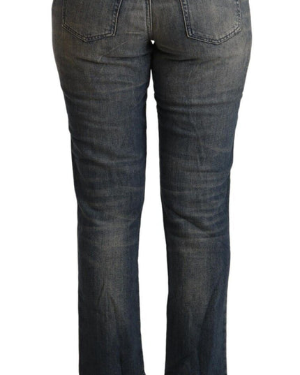 Twinset Blue Washed Cotton Cropped Capri Women Denim Jeans