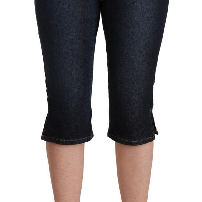 GF Ferre Blue Cotton Stretch Low Waist Slim Capri Denim Jeans