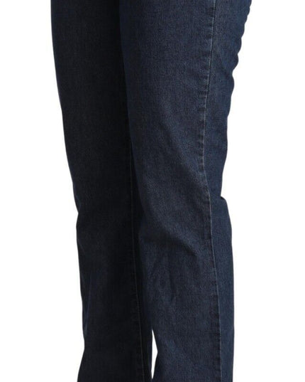 GF Ferre Blue Cotton Mid Waist Flared Denim Jeans