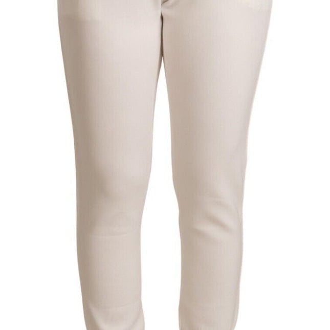 Patrizia Pepe White Polyester Mid Waist Jogger Pants