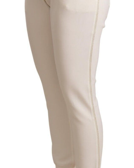 Patrizia Pepe White Polyester Mid Waist Jogger Pants