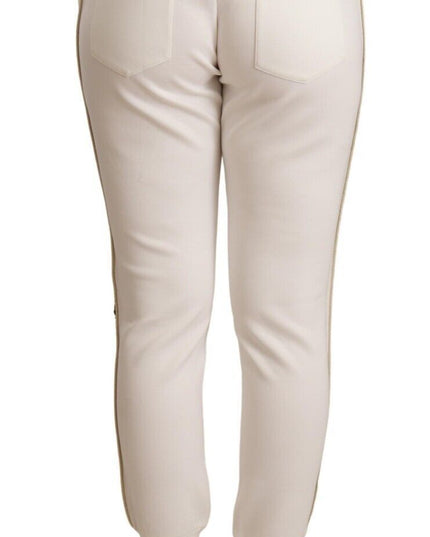 Patrizia Pepe White Polyester Mid Waist Jogger Pants