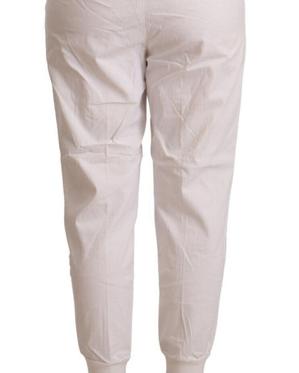 Met White Cotton Mid Waist Tapered Cropped Pants