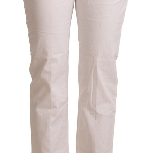 L'Autre Chose White Cotton Mid Waist Cropped Denim Jeans