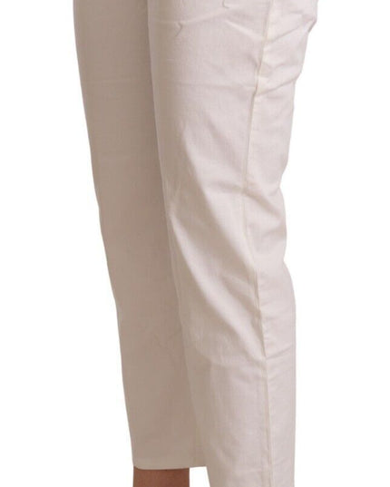 L'Autre Chose White Cotton Mid Waist Cropped Denim Jeans