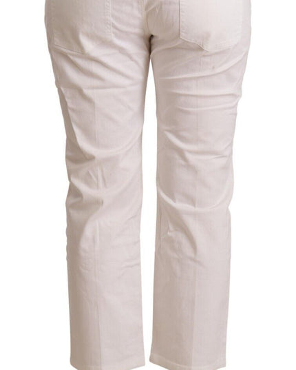 L'Autre Chose White Cotton Mid Waist Cropped Denim Jeans