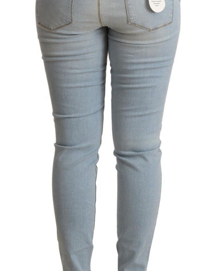Liu Jo Light Blue Cotton Mid Waist Slim Fit Denim Jeans