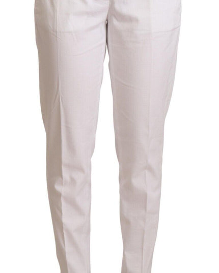Jacob Cohen White Mid Waist Tapered Birgitte Pants