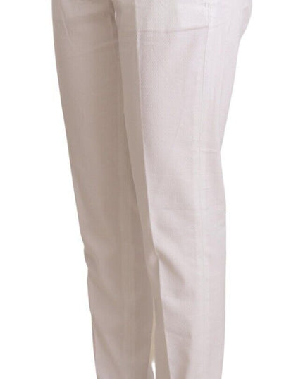 Jacob Cohen White Mid Waist Tapered Birgitte Pants