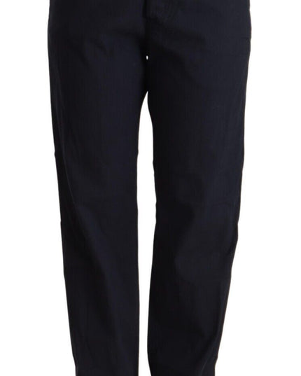 Exte Black High Waist Tapered Cotton Pants