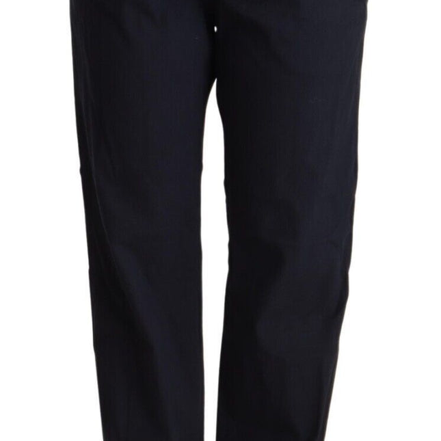 Exte Black High Waist Tapered Cotton Pants