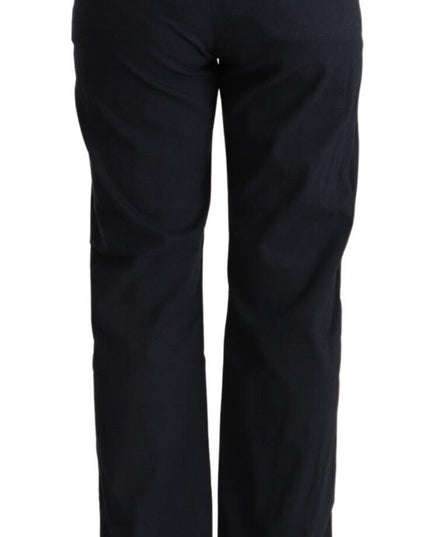 Exte Black High Waist Tapered Cotton Pants