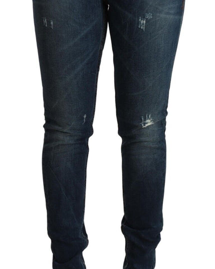Acht Blue Washed Low Waist Slim Fit Denim Jeans
