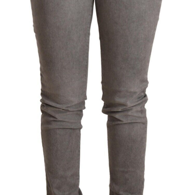 Acht Gray Cotton Low Waist Skinny Push Up Denim Jeans