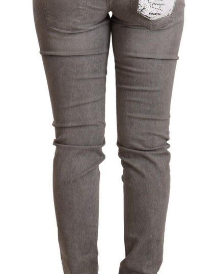 Acht Gray Cotton Low Waist Skinny Push Up Denim Jeans