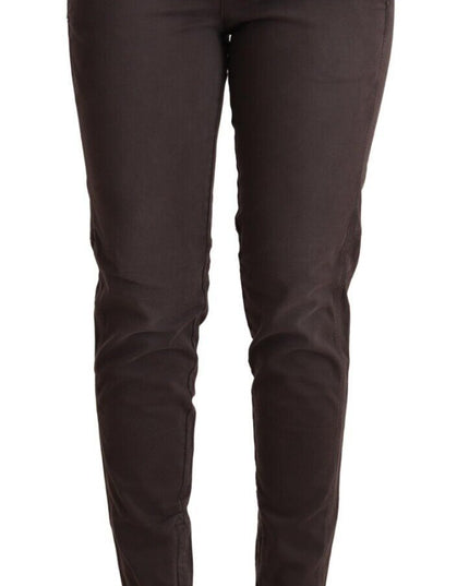 Ermanno Scervino Brown Cotton Low Waist Slim Fit Pants