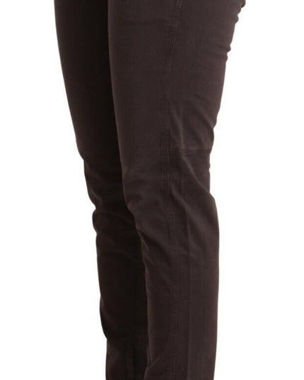 Ermanno Scervino Brown Cotton Low Waist Slim Fit Pants
