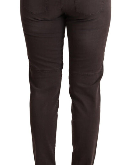 Ermanno Scervino Brown Cotton Low Waist Slim Fit Pants