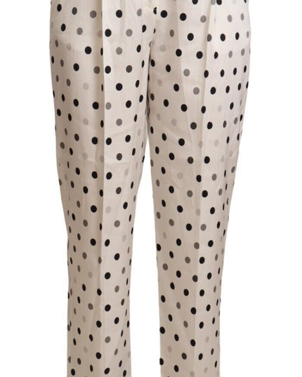 Ermanno Scervino White Polka Dotted High Waist Tapered Pants