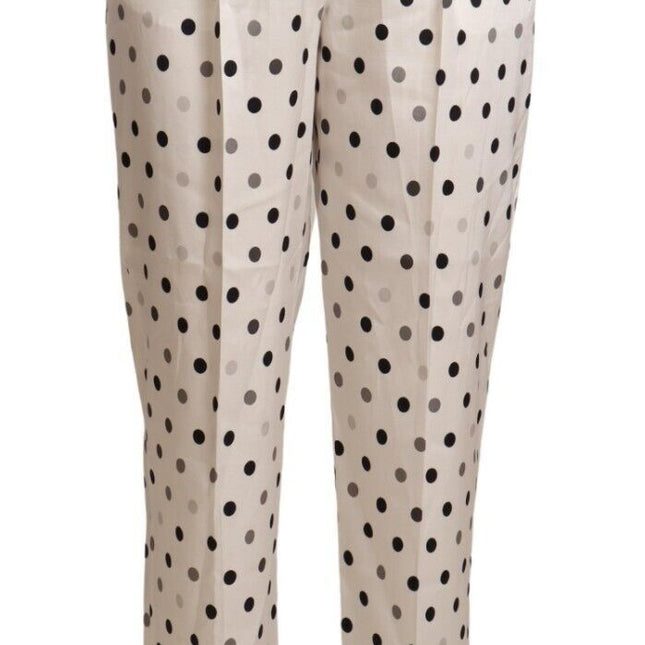 Ermanno Scervino White Polka Dotted High Waist Tapered Pants