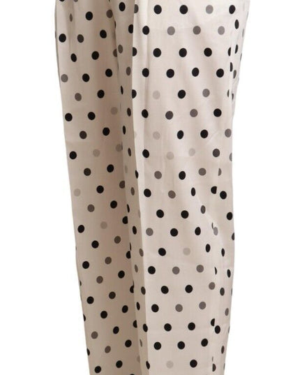 Ermanno Scervino White Polka Dotted High Waist Tapered Pants