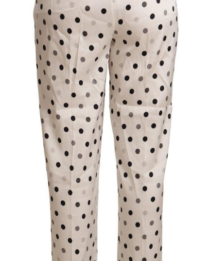 Ermanno Scervino White Polka Dotted High Waist Tapered Pants