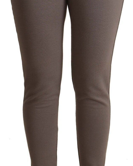 John Galliano Gray Cotton Mid Waist Stretch Leggings Cropped Pants