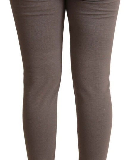 John Galliano Gray Cotton Mid Waist Stretch Leggings Cropped Pants