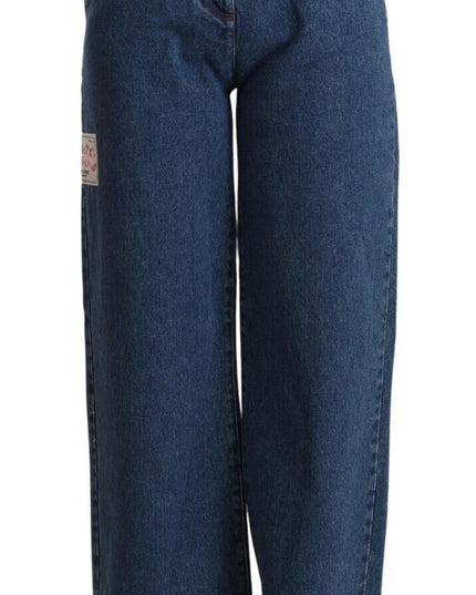 GCDS Blue Cotton High Waist Wide Leg Boot Cut Denim Jeans