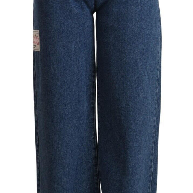 GCDS Blue Cotton High Waist Wide Leg Boot Cut Denim Jeans