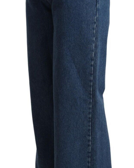 GCDS Blue Cotton High Waist Wide Leg Boot Cut Denim Jeans